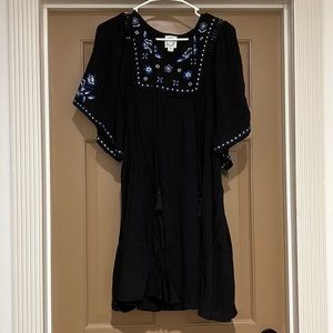 Blue rain black flowy dress